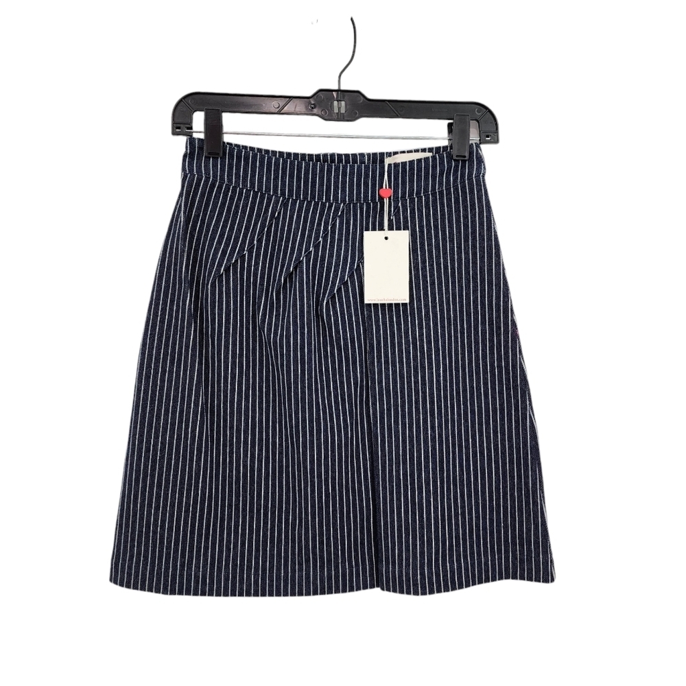 Louche Women's Cotton Stretch Stripes Pleated Denim Skirt - XS